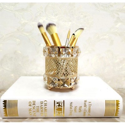 MB03 Super Luxury Gold  Makeup Brush Holder Crystal Organizer Handcrafted Rotating Makeup Brush Pen Pencil  Cup